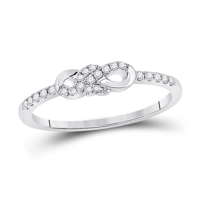 Rings gndatlanta 14k White Gold Round Diamond Knot Stackable Band Ring 16 Cttw Rings gndatlanta 14k White Gold Round Diamond Knot Stackable Band Ring 16 Cttw