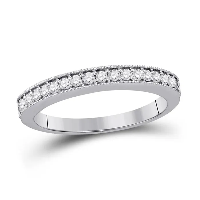 Rings gndatlanta 14k White Gold Round Diamond Single Row Wedding Band 14 Cttw
