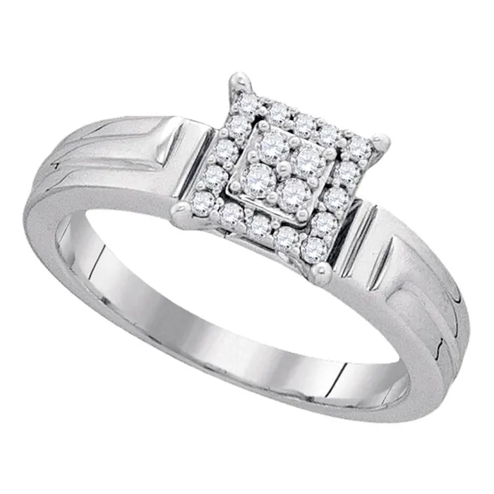 Rings gndatlanta 14k White Gold Round Diamond Square Cluster Ring 15 Cttw