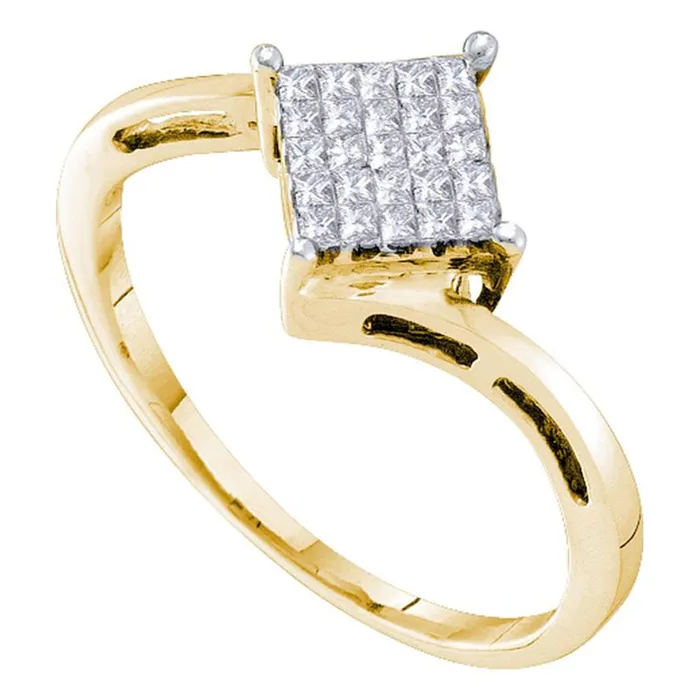 Rings gndatlanta 14k Yellow Gold Princess Diamond Diagonal Square Cluster Ring 14 Cttw Rings gndatlanta 14k Yellow Gold Princess Diamond Diagonal Square Cluster Ring 14 Cttw