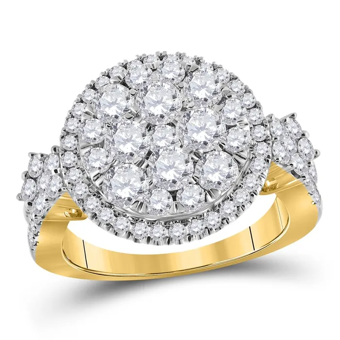 Rings gndatlanta 14k Yellow Gold Round Diamond Right Hand Cluster Ring 2 Cttw Rings gndatlanta 14k Yellow Gold Round Diamond Right Hand Cluster Ring 2 Cttw