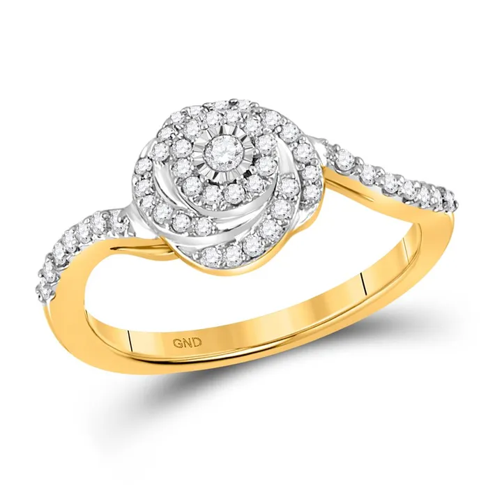Rings gndatlanta 14k Yellow Gold Round Diamond Swirl Fashion Ring 13 Cttw Rings gndatlanta 14k Yellow Gold Round Diamond Swirl Fashion Ring 13 Cttw