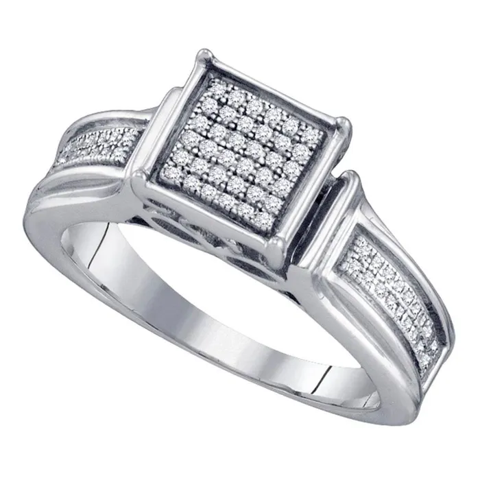 Rings gndatlanta Sterling Silver Round Diamond Square Cluster Ring 15 Cttw Rings gndatlanta Sterling Silver Round Diamond Square Cluster Ring 15 Cttw