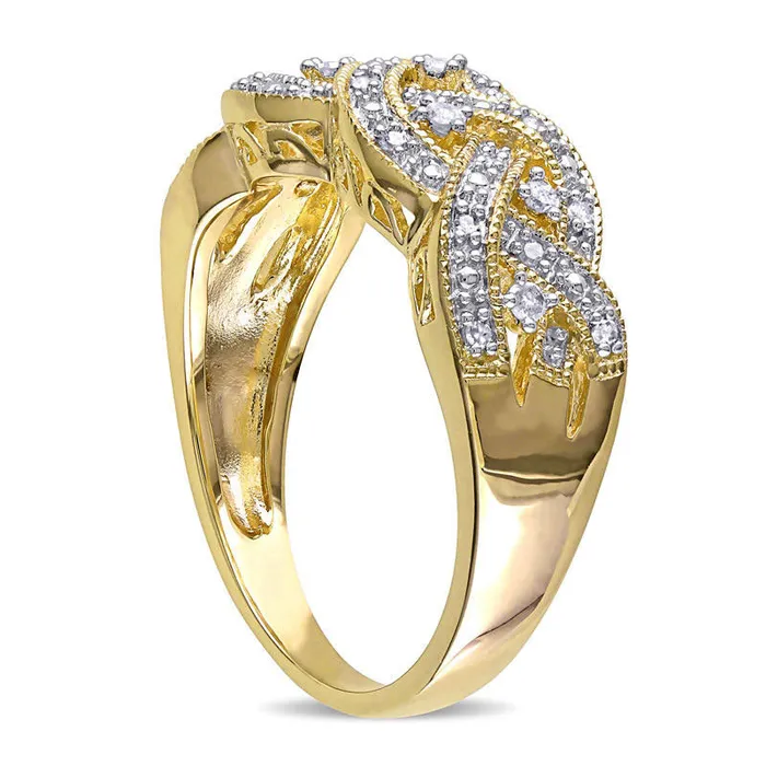 Rings Goldia 013 CT TW Natural Diamond Antique VintageStyle Braid Ring in Sterling Silver with Yellow Rhodium Rings Goldia 013 CT TW Natural Diamond Antique VintageStyle Braid Ring in Sterling Silver with Yellow Rhodium