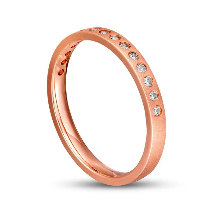 Rings Goldia 017 CT TW Natural Diamond Satin Stackable Anniversary Band in Solid 10K Rose Gold Rings Goldia 017 CT TW Natural Diamond Satin Stackable Anniversary Band in Solid 10K Rose Gold
