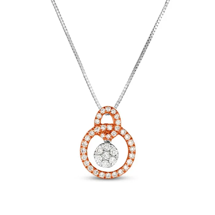 Rings Goldia 02 CT TW Composite Natural Diamond Entwined Open Circles Pendant in 10K TwoTone Gold Rings Goldia 02 CT TW Composite Natural Diamond Entwined Open Circles Pendant in 10K TwoTone Gold