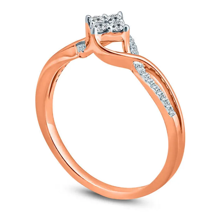 Rings Goldia 020 CT TW Composite Natural Diamond Tilted Square Bypass Promise Ring in Solid 10K Rose Gold Rings Goldia 020 CT TW Composite Natural Diamond Tilted Square Bypass Promise Ring in Solid 10K Rose Gold