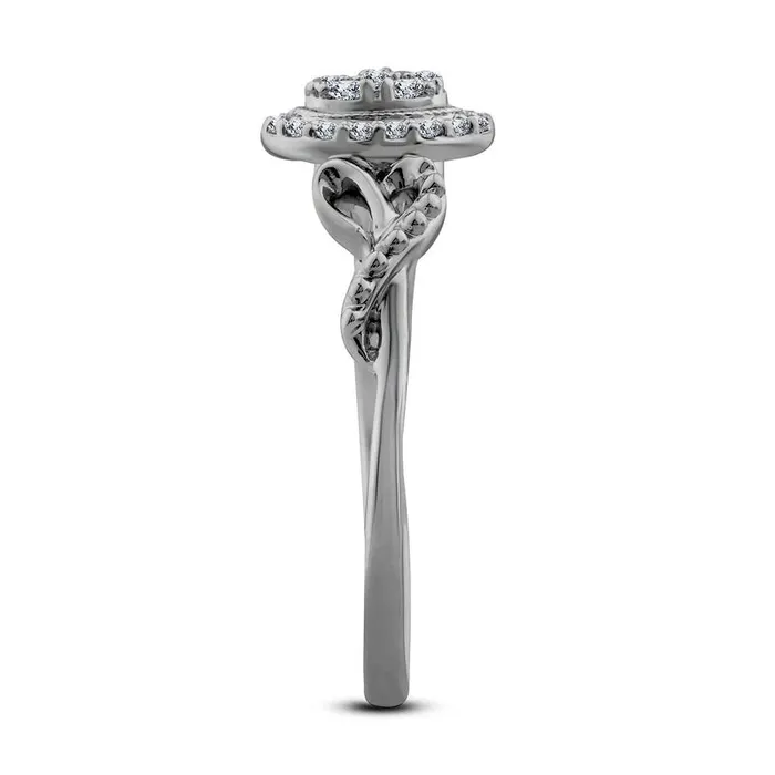 Rings Goldia 020 CT TW Composite Oval Natural Diamond Frame Bead Ribbon Sides Promise Ring in Solid 10K White Gold Rings Goldia 020 CT TW Composite Oval Natural Diamond Frame Bead Ribbon Sides Promise Ring in Solid 10K White Gold