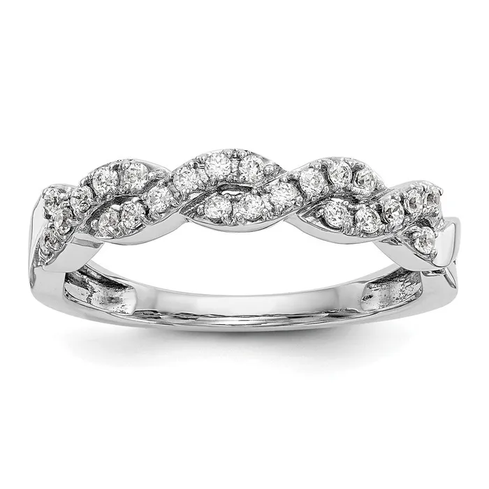 Rings Goldia 024ct CZ Solid Real 14K White Gold Wedding Band Ring