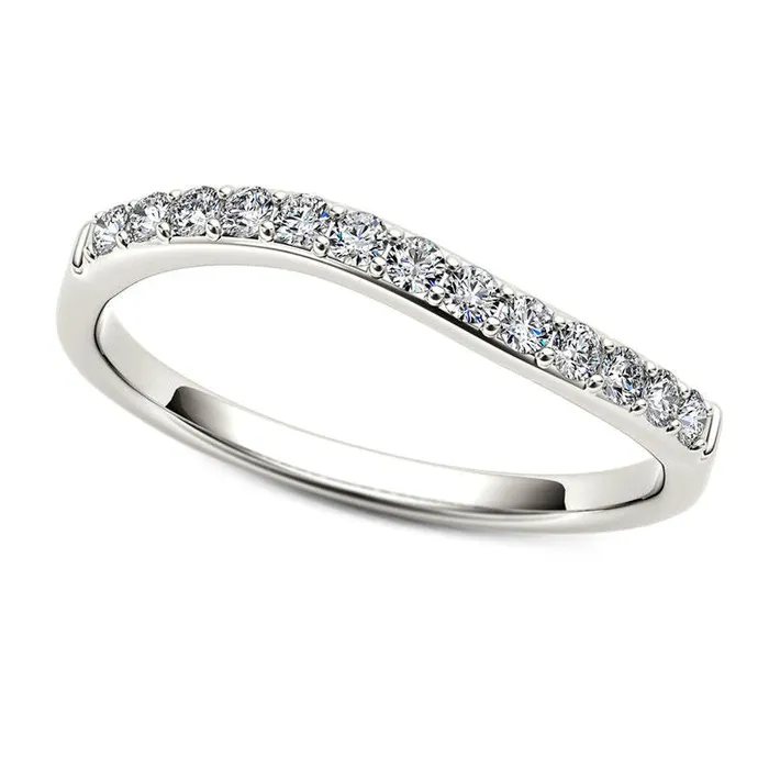 Rings Goldia 025 CT TW Natural Diamond Wave Anniversary Band in Solid 10K White Gold Rings Goldia 025 CT TW Natural Diamond Wave Anniversary Band in Solid 10K White Gold