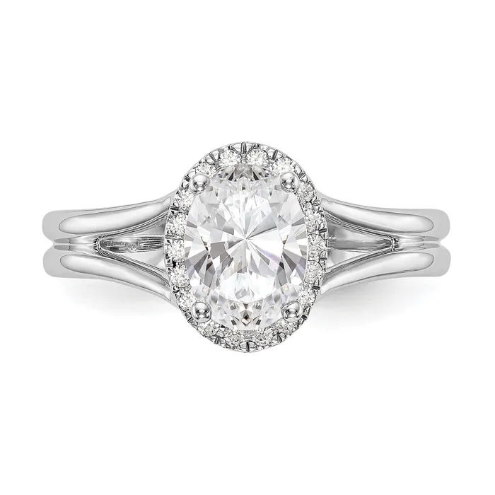 Rings Goldia 025ct CZ Solid Real 14K White Gold Oval Halo Split Shank Engagement Ring