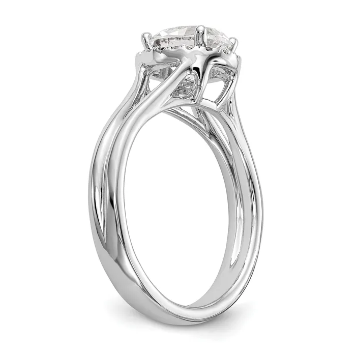Rings Goldia 025ct CZ Solid Real 14K White Gold Oval Halo Split Shank Engagement Ring