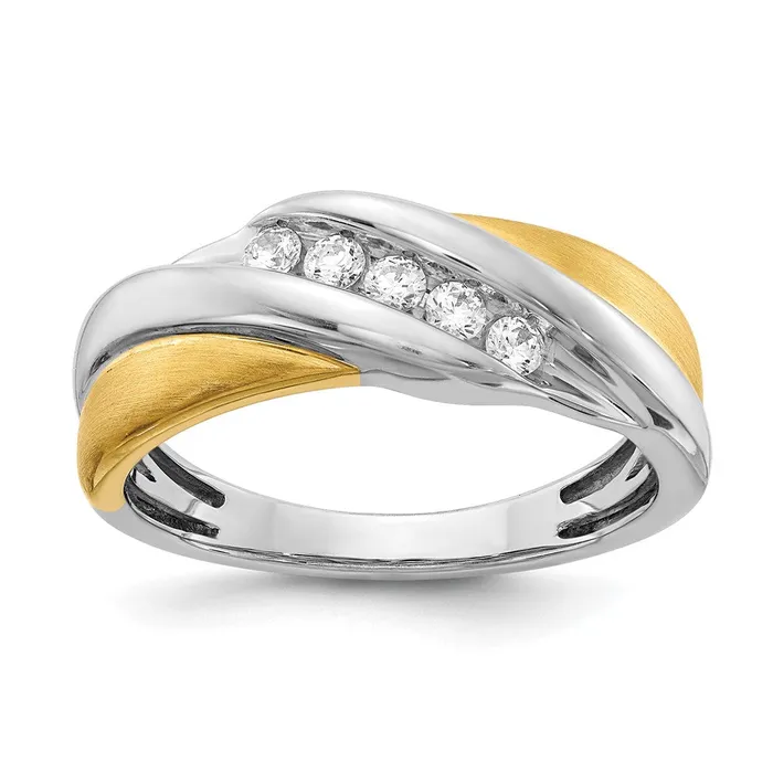 Rings Goldia 025ct CZ Solid Real 14k White Yellow Gold Mens Ring