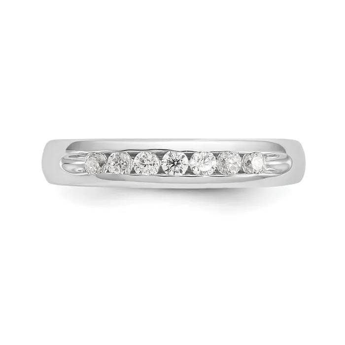 Rings Goldia 027ct CZ Solid Real 14K White Gold 7Stone Channel Wedding Band Ring