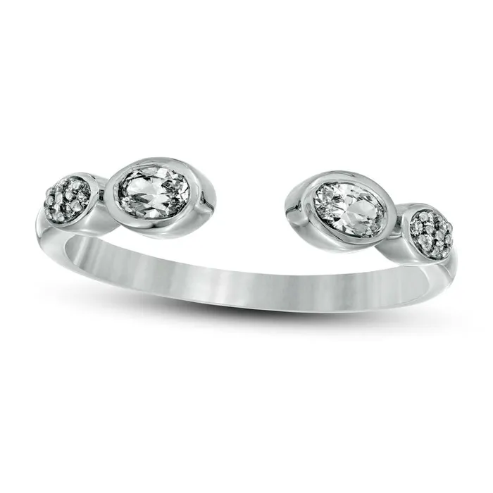 Rings Goldia 033 CT TW Oval and Round Natural Diamond Open Shank Ring in Solid 10K White Gold Rings Goldia 033 CT TW Oval and Round Natural Diamond Open Shank Ring in Solid 10K White Gold