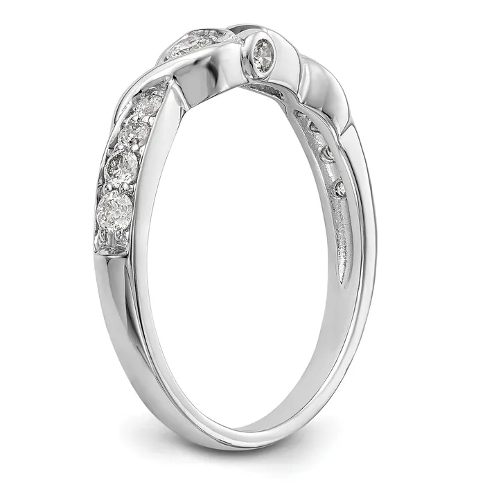 Rings Goldia 040ct CZ Solid Real 14k White Gold Peg Set CrissCross Engagement Ring
