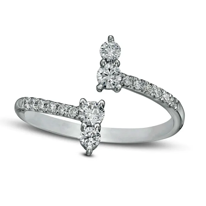 Rings Goldia 050 CT TW Certified LabCreated Diamond Bypass Ring in Solid 14K White Gold FSI2 Rings Goldia 050 CT TW Certified LabCreated Diamond Bypass Ring in Solid 14K White Gold FSI2