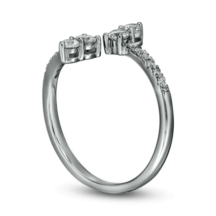 Rings Goldia 050 CT TW Certified LabCreated Diamond Bypass Ring in Solid 14K White Gold FSI2 Rings Goldia 050 CT TW Certified LabCreated Diamond Bypass Ring in Solid 14K White Gold FSI2