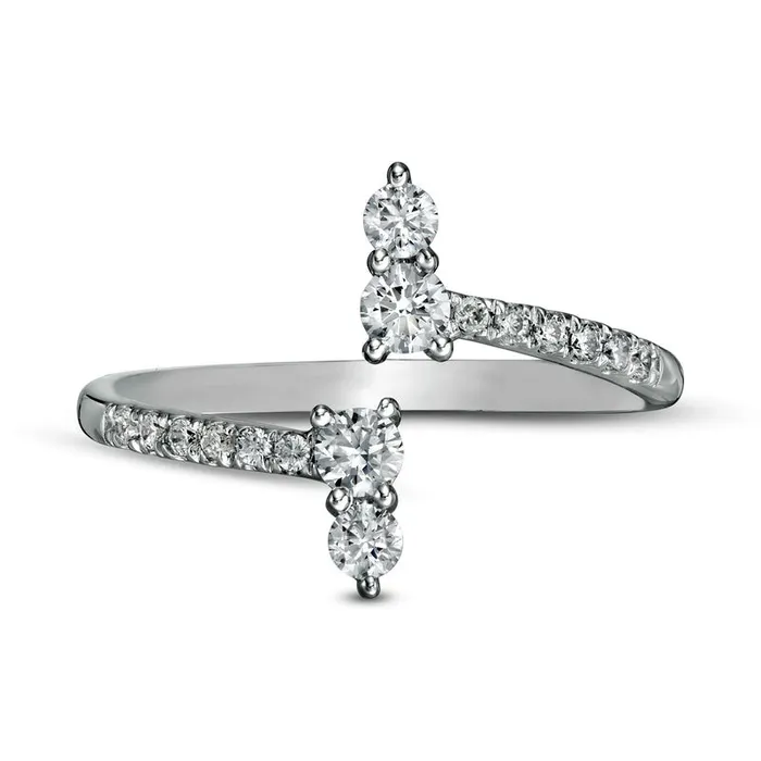 Rings Goldia 050 CT TW Certified LabCreated Diamond Bypass Ring in Solid 14K White Gold FSI2 Rings Goldia 050 CT TW Certified LabCreated Diamond Bypass Ring in Solid 14K White Gold FSI2