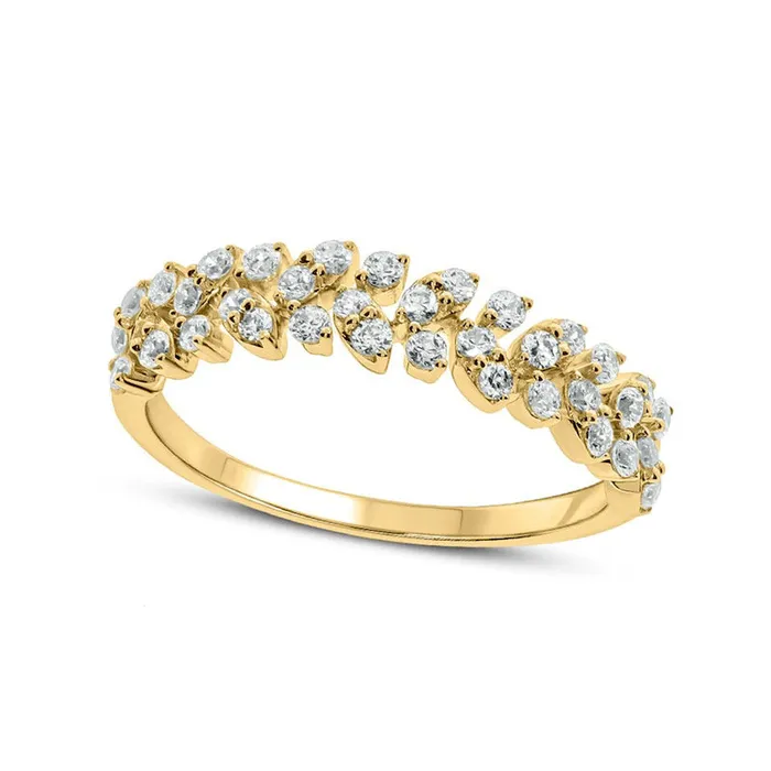 Rings Goldia 050 CT TW Natural Diamond Leafy Vine Anniversary Ring in Solid 10K Yellow Gold Rings Goldia 050 CT TW Natural Diamond Leafy Vine Anniversary Ring in Solid 10K Yellow Gold