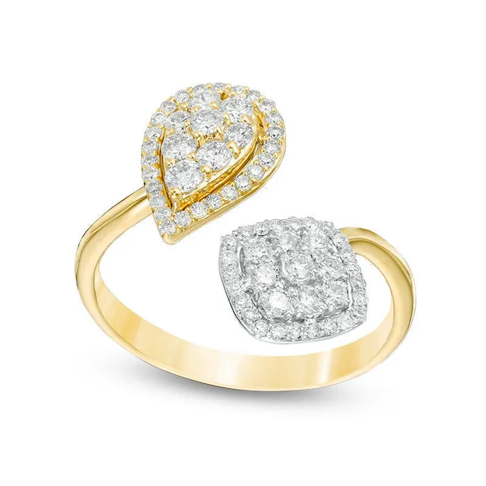 Rings Goldia 063 CT TW Composite Natural Diamond MultiShape Frame Adjustable Ring in Solid 14K TwoTone Gold Rings Goldia 063 CT TW Composite Natural Diamond MultiShape Frame Adjustable Ring in Solid 14K TwoTone Gold