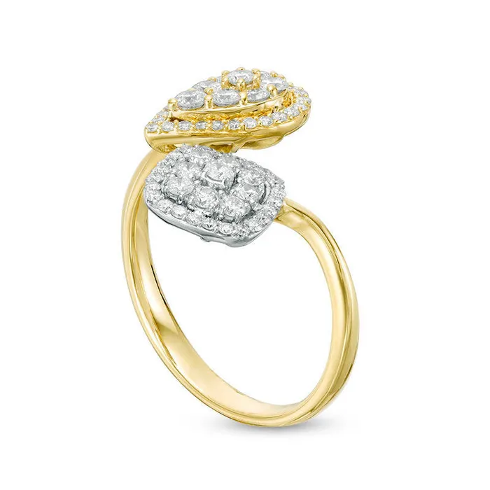 Rings Goldia 063 CT TW Composite Natural Diamond MultiShape Frame Adjustable Ring in Solid 14K TwoTone Gold Rings Goldia 063 CT TW Composite Natural Diamond MultiShape Frame Adjustable Ring in Solid 14K TwoTone Gold