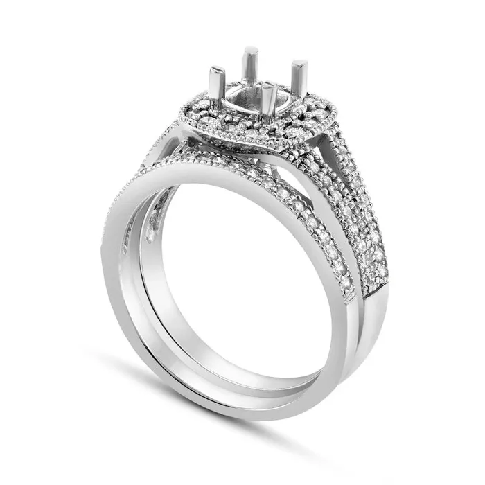 Rings Goldia 063 CT TW Natural Diamond Cushion Frame SemiMount Bridal Engagement Ring Set in Solid 14K White Gold ISI2 Rings Goldia 063 CT TW Natural Diamond Cushion Frame SemiMount Bridal Engagement Ring Set in Solid 14K White Gold ISI2