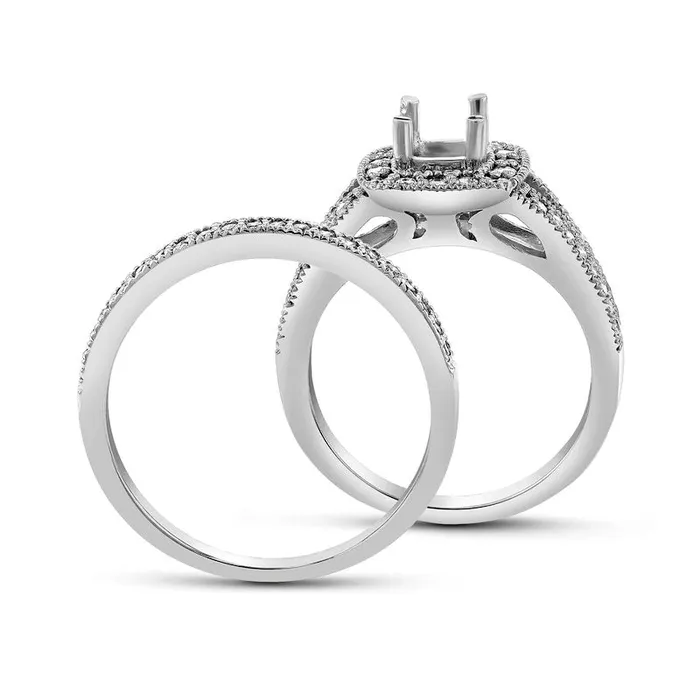Rings Goldia 063 CT TW Natural Diamond Cushion Frame SemiMount Bridal Engagement Ring Set in Solid 14K White Gold ISI2 Rings Goldia 063 CT TW Natural Diamond Cushion Frame SemiMount Bridal Engagement Ring Set in Solid 14K White Gold ISI2