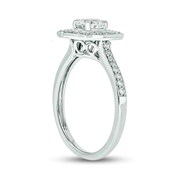Rings Goldia 075 CT TW Natural Diamond CushionShaped Frame Antique VintageStyle Engagement Ring in Solid 14K White Gold II2 Rings Goldia 075 CT TW Natural Diamond CushionShaped Frame Antique VintageStyle Engagement Ring in Solid 14K White Gold II2