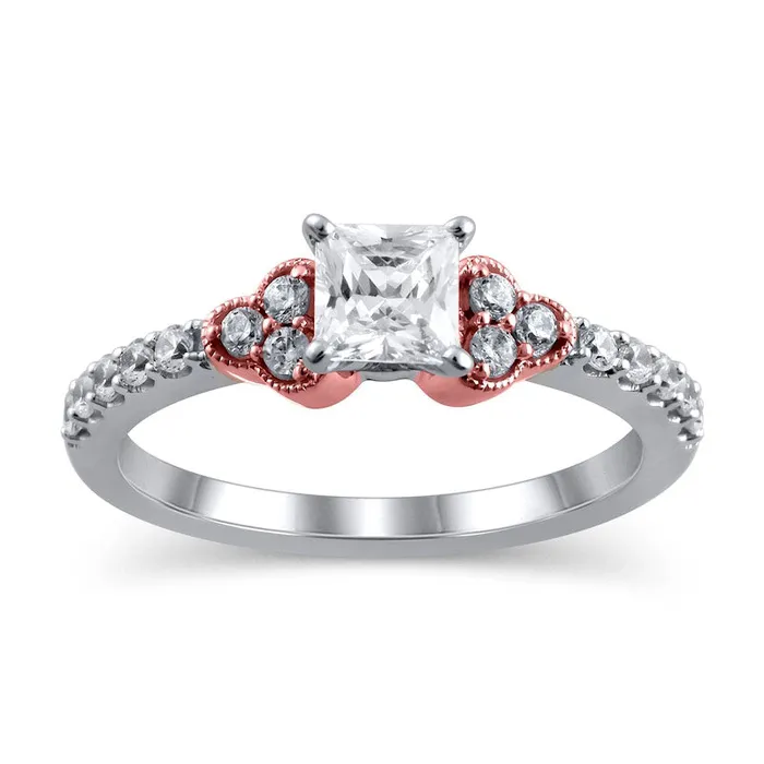 Rings Goldia 075 CT TW PrincessCut Natural Diamond TriSides Antique VintageStyle Engagement Ring in Solid 14K TwoTone Gold Rings Goldia 075 CT TW PrincessCut Natural Diamond TriSides Antique VintageStyle Engagement Ring in Solid 14K TwoTone Gold
