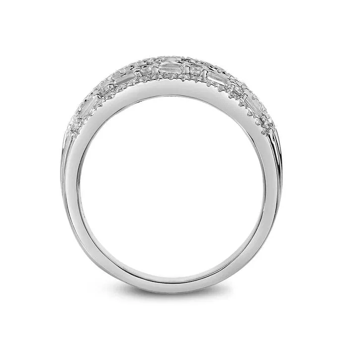 Rings Goldia 10 CT TW Baguette and Round Natural Diamond Alternating MultiRow Band in Solid 14K White Gold Rings Goldia 10 CT TW Baguette and Round Natural Diamond Alternating MultiRow Band in Solid 14K White Gold