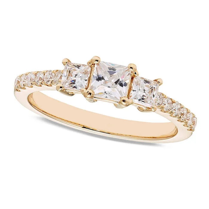 Rings Goldia 10 CT TW Certified PrincessCut Natural Diamond Three Stone Engagement Ring in Solid 14K Gold II1 Rings Goldia 10 CT TW Certified PrincessCut Natural Diamond Three Stone Engagement Ring in Solid 14K Gold II1