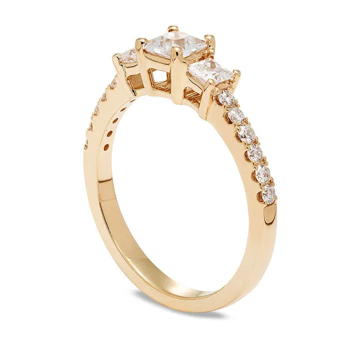 Rings Goldia 10 CT TW Certified PrincessCut Natural Diamond Three Stone Engagement Ring in Solid 14K Gold II1 Rings Goldia 10 CT TW Certified PrincessCut Natural Diamond Three Stone Engagement Ring in Solid 14K Gold II1