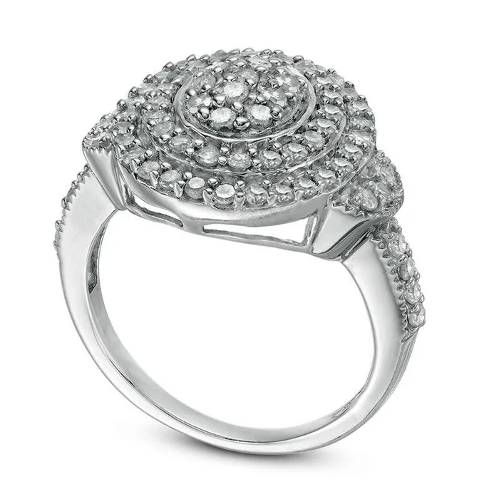 Rings Goldia 10 CT TW Composite Natural Diamond Double Oval Frame Collar Ring in Sterling Silver Rings Goldia 10 CT TW Composite Natural Diamond Double Oval Frame Collar Ring in Sterling Silver