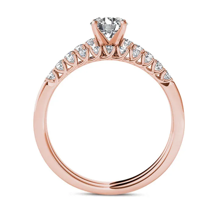 Rings Goldia 10 CT TW Natural Diamond Bridal Engagement Ring Set in Solid 14K Rose Gold Rings Goldia 10 CT TW Natural Diamond Bridal Engagement Ring Set in Solid 14K Rose Gold