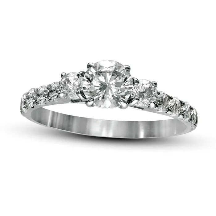 Rings Goldia 125 CT TW Natural Diamond Three Stone Engagement Ring in Solid 14K White Gold Rings Goldia 125 CT TW Natural Diamond Three Stone Engagement Ring in Solid 14K White Gold