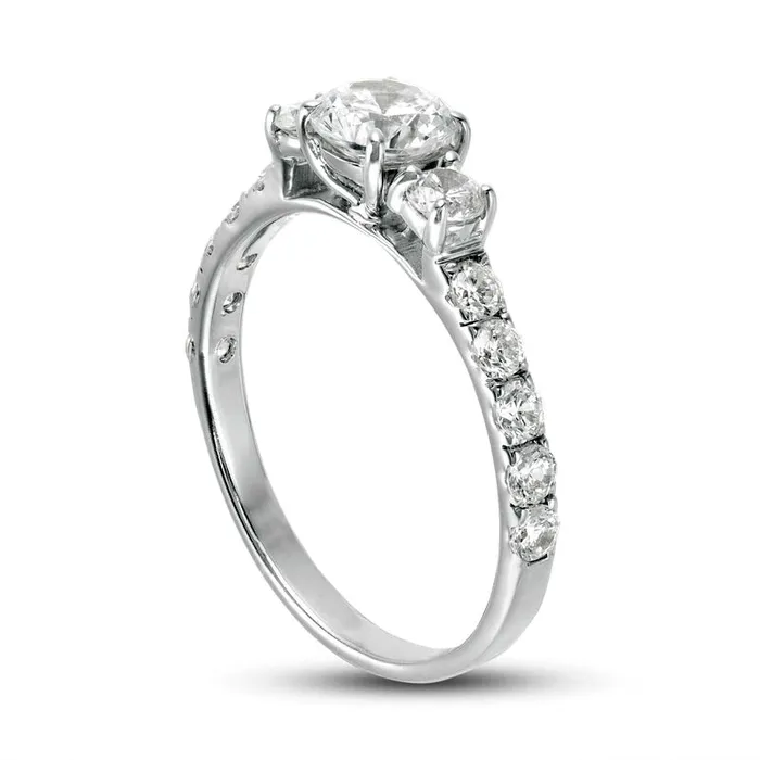 Rings Goldia 125 CT TW Natural Diamond Three Stone Engagement Ring in Solid 14K White Gold Rings Goldia 125 CT TW Natural Diamond Three Stone Engagement Ring in Solid 14K White Gold