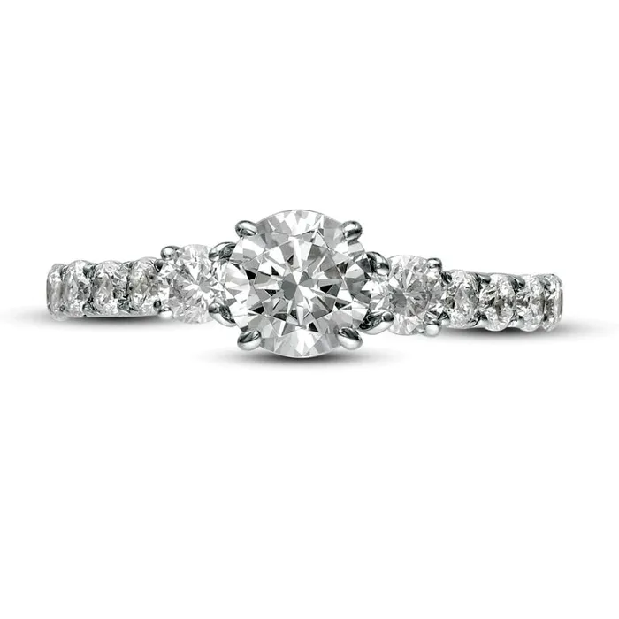 Rings Goldia 125 CT TW Natural Diamond Three Stone Engagement Ring in Solid 14K White Gold Rings Goldia 125 CT TW Natural Diamond Three Stone Engagement Ring in Solid 14K White Gold