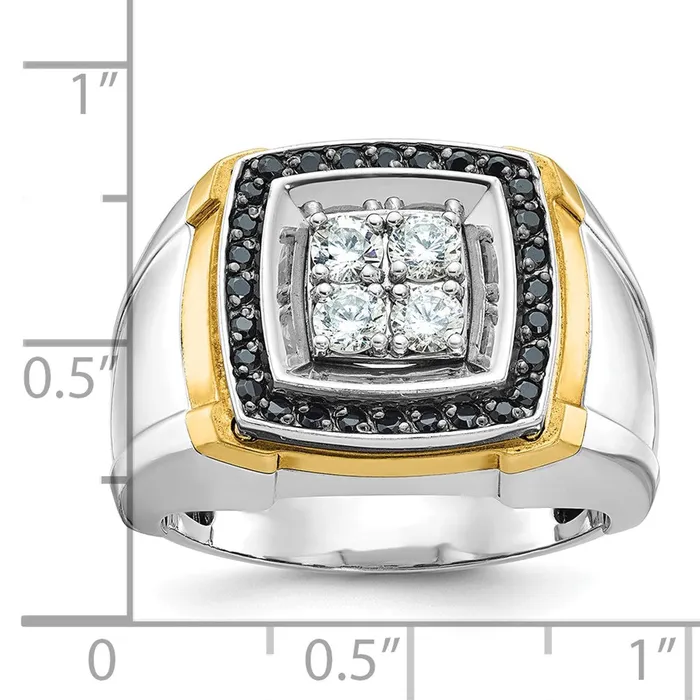 Rings Goldia 14k Twotone Gold Mens 34 carat Black and White Diamond Complete Ring