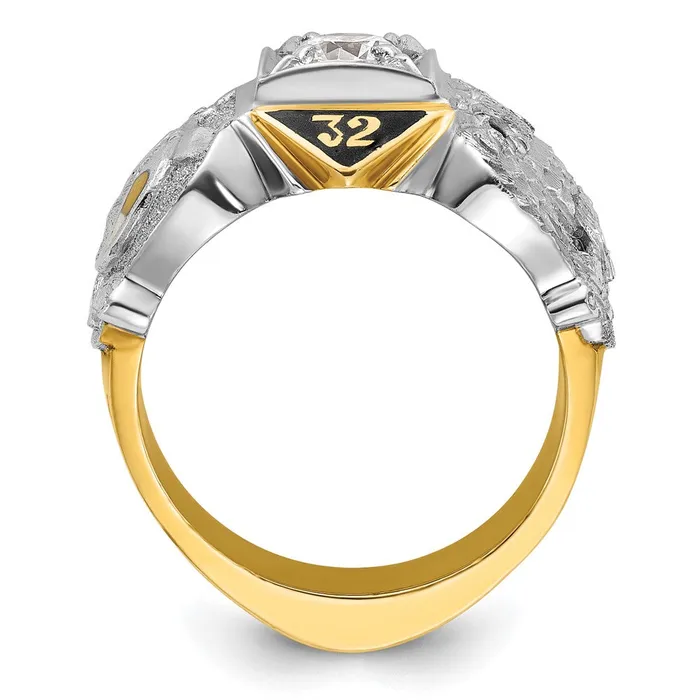 Rings Goldia 14k Twotone Gold Mens Polished and Textured Double Eagle Masonic Shriners Ring Mounting