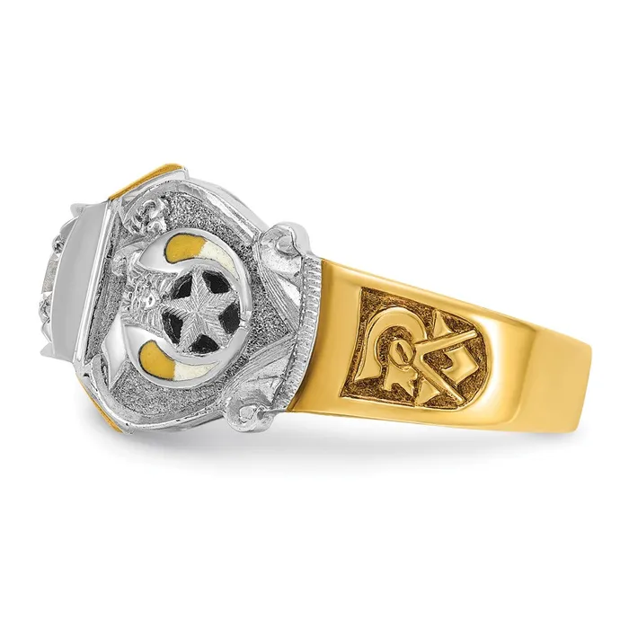 Rings Goldia 14k Twotone Gold Mens Polished and Textured Double Eagle Masonic Shriners Ring Mounting