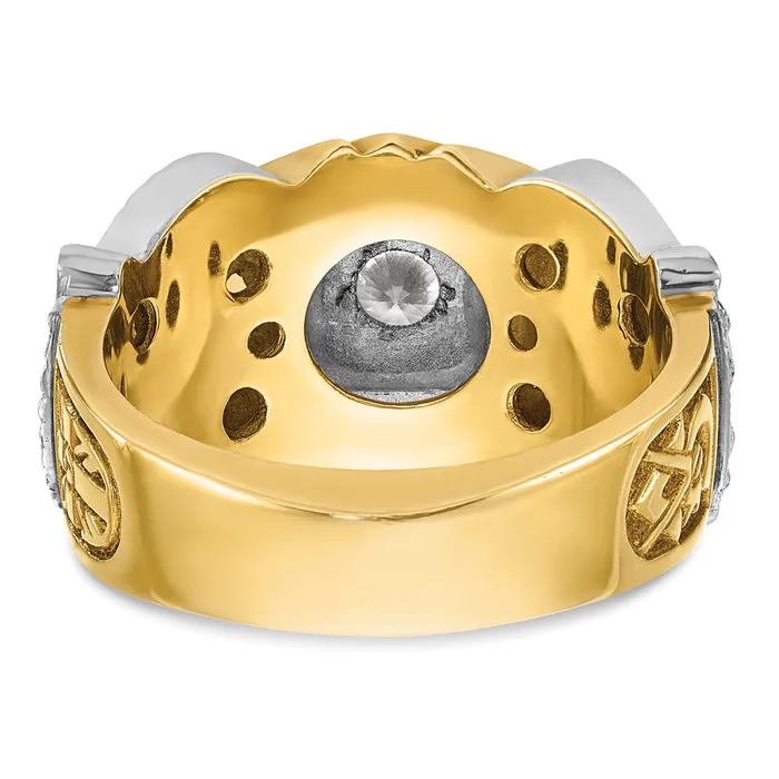 Rings Goldia 14k Twotone Gold Mens Polished and Textured Double Eagle Masonic Shriners Ring Mounting