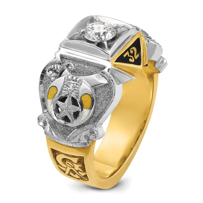 Rings Goldia 14k Twotone Gold Mens Polished and Textured Double Eagle Masonic Shriners Ring Mounting