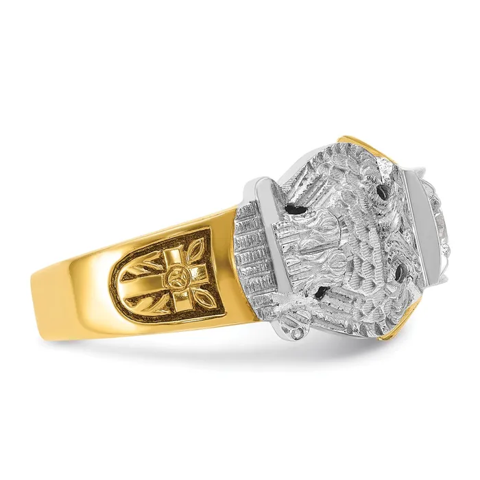 Rings Goldia 14k Twotone Gold Mens Polished and Textured Double Eagle Masonic Shriners Ring Mounting