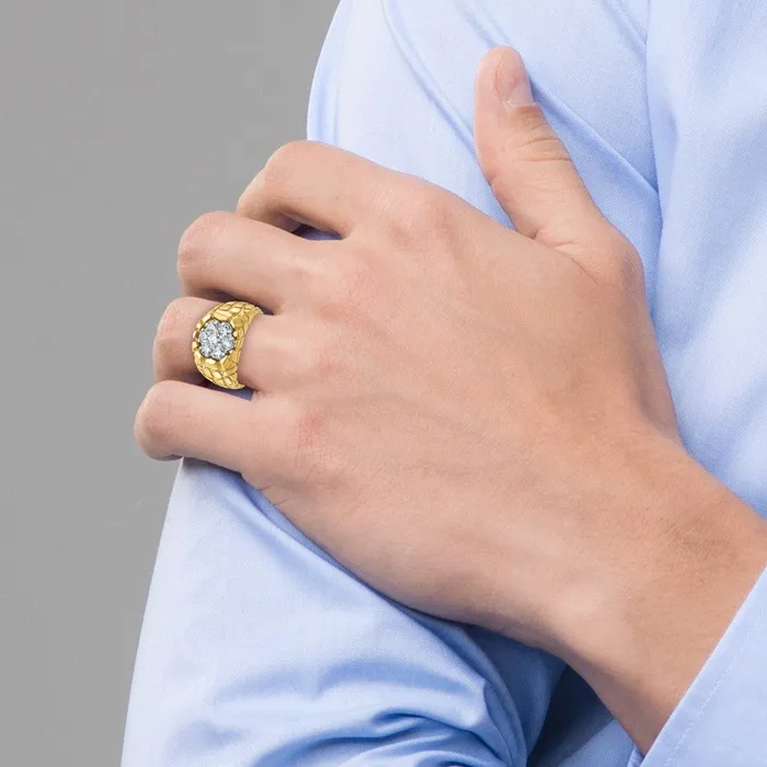 Rings Goldia 14k Twotone Gold Mens Twotone Gold Nugget Cluster Ring Mounting