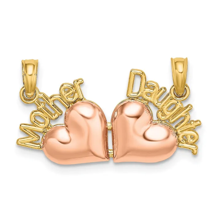 Rings Goldia 14k Twotone Gold Twotone Gold MOTHER and DAUGHTER BreakApart Hearts Charm