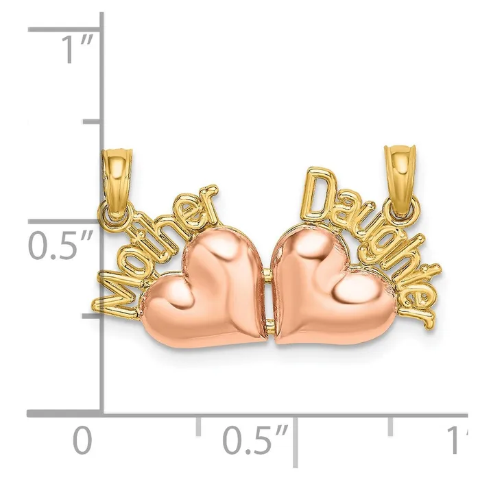 Rings Goldia 14k Twotone Gold Twotone Gold MOTHER and DAUGHTER BreakApart Hearts Charm