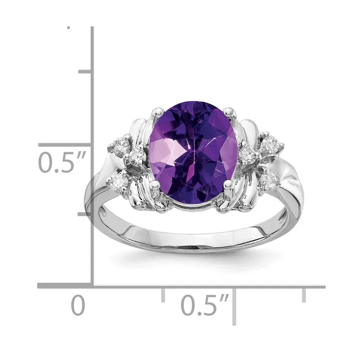 Rings Goldia 14k White Gold 10x8mm Oval Amethyst VS Diamond ring