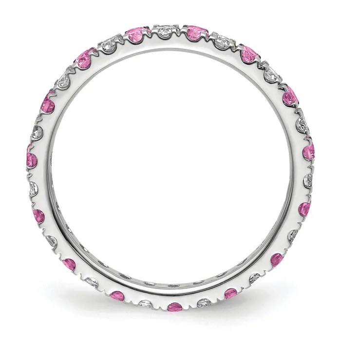 Rings Goldia 14k White Gold 38 Ct Lab Grown Diamond VSSI G and Lab Created Pink Sapphire Eternity Band Ring