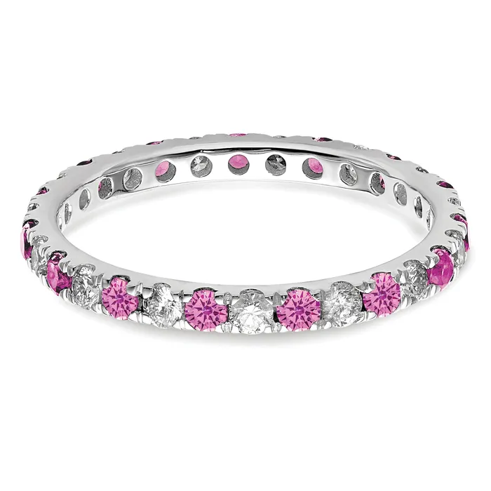 Rings Goldia 14k White Gold 38 Ct Lab Grown Diamond VSSI G and Lab Created Pink Sapphire Eternity Band Ring